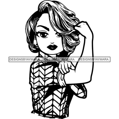 Afro Strong Lola Flexing We Can Do It Woman Power .SVG Cutting Files For Silhouette Cricut and More!