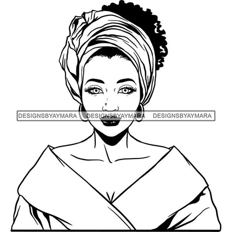 Beautiful Woman Turban Head Wrap Hairstyle SVG Files For Cutting and More!