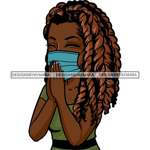Black Woman Praying God Quotes Face Mask Begging Prayers Save Life Mujer Orando a Dios SVG Vector Clipart Cutting Files