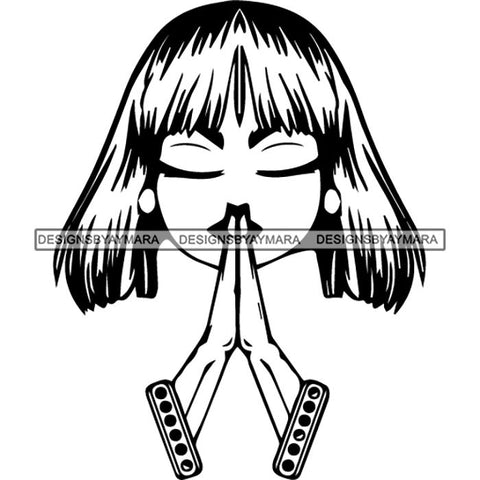 Afro Lola Praying Begging Asking God Lord Faith Strength .SVG Vector Clipart Cutting Files For Silhouette Cricut and More!