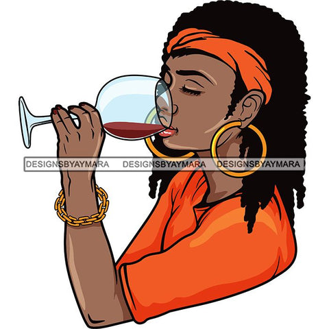 Afro Lola Drinking Wine Life Relax Chilling SVG Cutting Files For Silhouette Cricut and More! Amazing Graphics!