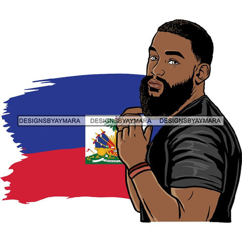 Haiti Country Attractive Black Man Bearded Hipster SVG Files For Cutting
