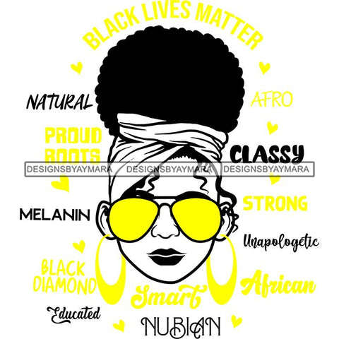 Afro Lola Boss Lady Black Lives Matter Quotes Dope Diva Glamour Wearing Glasses Accesories .SVG Cut Files