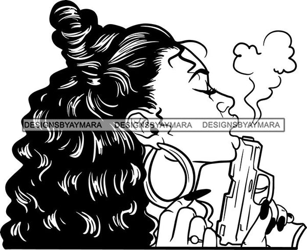 Ghetto Woman Face American Gangster Urban Swag Hip Hop Girl .SVG Cutting Files For Silhouette Cricut and More!
