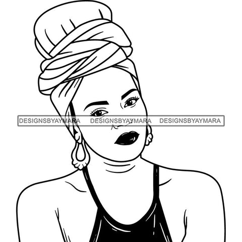 Afro Lady Black Goddess Melanin Turban Head-wrap Dark Latina Morena SVG Files For Cutting and More!
