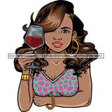 Afro Lola Drinking Wine Life Relax Chilling.SVG Cutting Files For Silhouette and Cricut and More! Unique Graphics!
