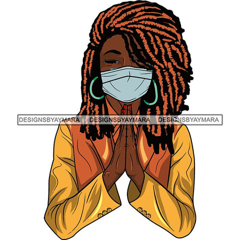Afro Lola Praying Sad Crying Pain Face Mask Begging Prayers Virus SVG Vector Clipart Cutting Files