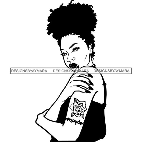 Ebony Afro Woman Nubian Melanin Brown Skin Makeup Model Glasses Accesories SVG Cut Files