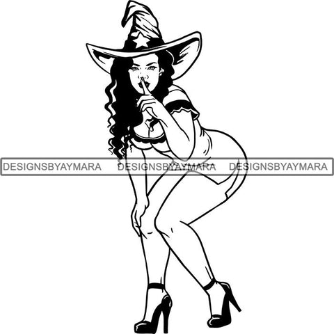 Afro Sexy Witches Halloween SVG Cutting Files For Silhouette Cricut and More