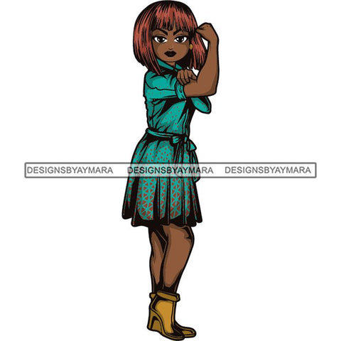 Afro Strong Lola Flexing We Can Do It Woman Power .SVG Cutting Files For Silhouette Cricut and More!