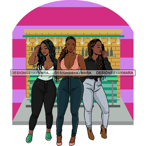 Friends Hanging Out Together Shopping Traveling Vacation Fun Buddy Sisters Girlfriends Women SVG Cutting Files