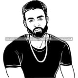 Attractive Man Bearded Hipster Model Fashion Male Guy Stylish Mustache Close-up Sexy Macho Manly SVG Files For Cutting