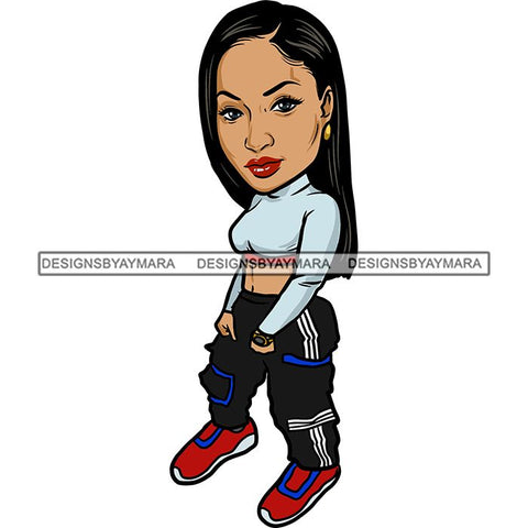 Fashion Woman Model Posing Summer Outfit Vogue Goddess Glamour Trendy Clothing Vector SVG Cutting Files