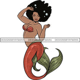 Afro Black Woman Mermaid Aquatic Creature  SVG Cutting File For Silhouette and Cricut