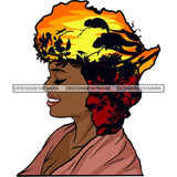 Safari Goddess Africa Continent African American Woman Savanna Animals Hair SVG Cutting Files.