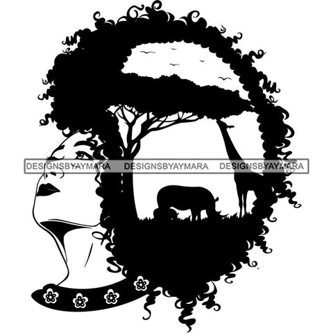 African American Woman Goddess Safari Savanna Africa Continent SVG Files For Cutting and More!