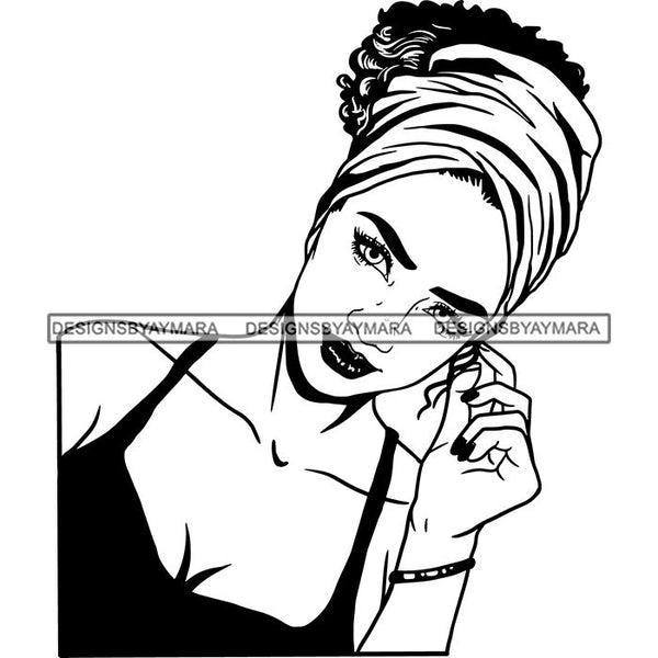 Beautiful Woman Turban Head Wrap Hairstyle SVG Files For Cutting and More!