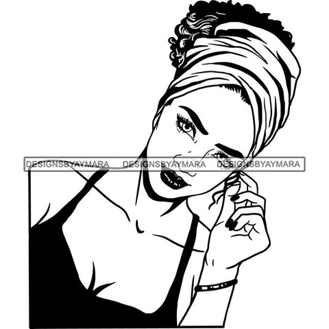 Beautiful Woman Turban Head Wrap Hairstyle SVG Files For Cutting and More!