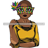 Afro Lola Wearing  Mardi Grass Mask Masquerade Costume SVG Clipart Vector Cutting Files