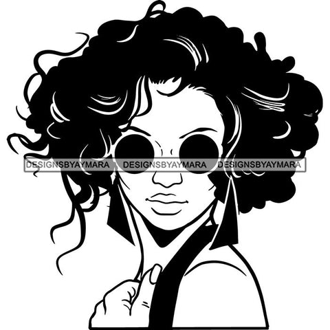Ebony Afro Woman Nubian Melanin Brown Skin Makeup Model Glasses Accesories SVG Cut Files