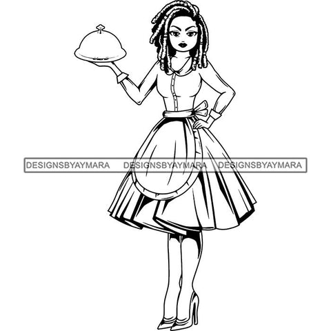 Afro Chef Lola Cooker Cooking Culinary Profession .SVG Clipart Vector Cutting Files For Circuit Silhouette Cricut and More!