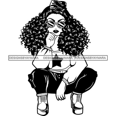 Afro Lola Boss Lady Diva Style Fashion Woman SVG Vector Clipart Cutting Files For Silhouette and Cricut and More!