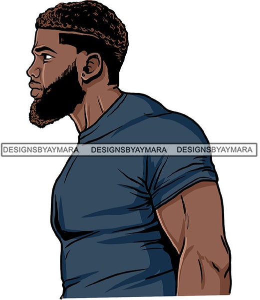 Attractive Black Man Bearded Hipster Model Fashion Male Guy Hombre Masculino Guapo Stylish Close-up Sexy Macho Manly SVG Files For Cutting