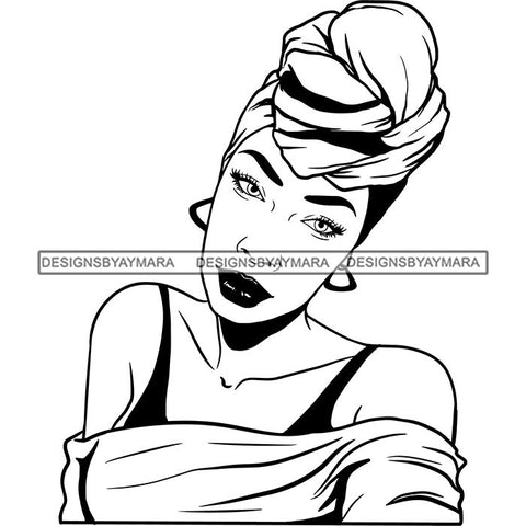 Afro Nubian Melanin Popping Kinky Hair Turban Beautiful African American Woman SVG Cutting Files