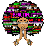Afro Woman Praying Hair Life Quotes Strong Independent Educated Melanin SVG Cutting Files