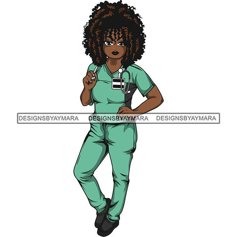 Afro Lola Nurse Medical Occupation SVG Cutting Files For Cricut Silhouette and More