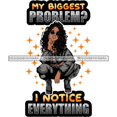 Afro Lola Squatting Bad Ass Life Quotes Confident Lady .SVG Clipart Vector Cutting Files