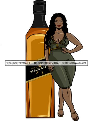 Whiskey Goddess Black Woman Sexy Melanin Nubian Liqueur Beverage Alcohol PNG File For Print Not For Cutting Cut Files For Silhouette and Cricut
