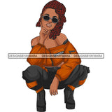 Afro Woman Fashion Girl Squatting Position SVG Cutting Files For Silhouette Cricut and More!