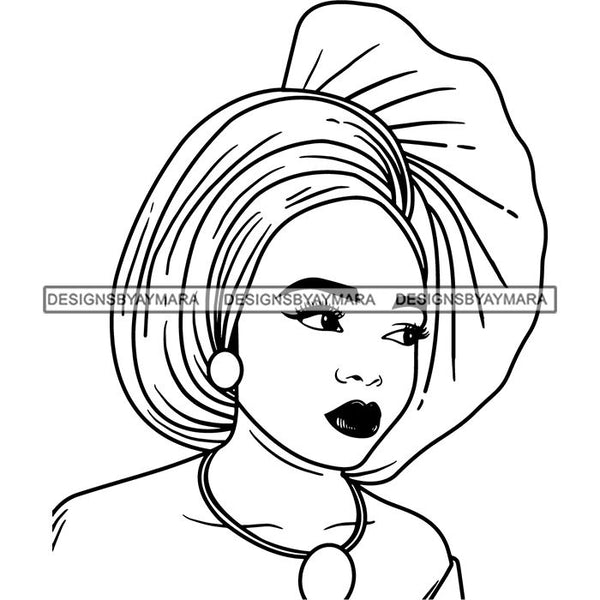 Afro Lady Black Goddess Melanin Turban Head-wrap Dark Latina Morena SVG Files For Cutting and More!