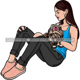 Beautiful Woman Dod Breed Yorkie Pet Animal Best Friend Mascot Goddess SVG Cutting Files