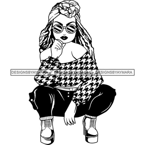 Afro Lola Boss Lady Diva Style Fashion Woman SVG Vector Clipart Cutting Files For Silhouette and Cricut and More!