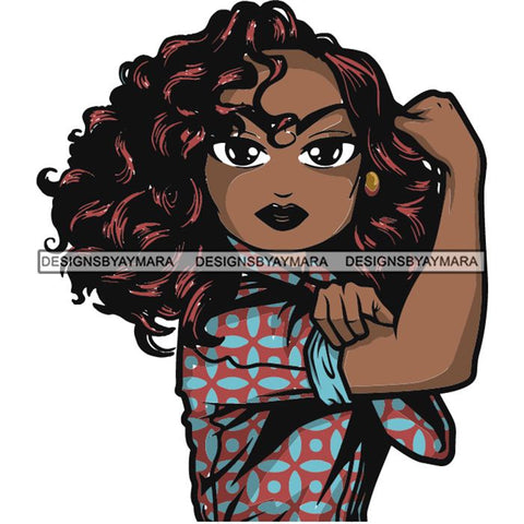 Afro Strong Lola Flexing We Can Do It Woman Power .SVG Cutting Files For Silhouette Cricut and More!