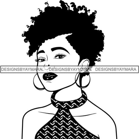 Beautiful Afro Woman Unique Designs In Black and White SVG Cutting Files For Silhouette Cricut and More