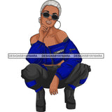 Afro Woman Fashion Girl Squatting Position SVG Cutting Files For Silhouette Cricut and More!