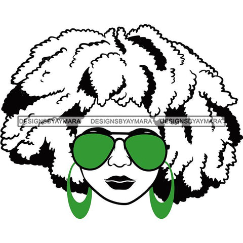 Afro Lola Boss Lady Dope Diva Glamour Wearing Glasses Accesories .SVG Cut Files