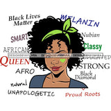 Afro Powerful Woman Life Quotes Unapologetic Strong Independent Educated Smart Queen SVG Cutting Files