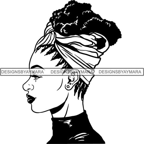 Afro Woman SVG Turban Head Wrap Cutting Files For Silhouette Cricut and More