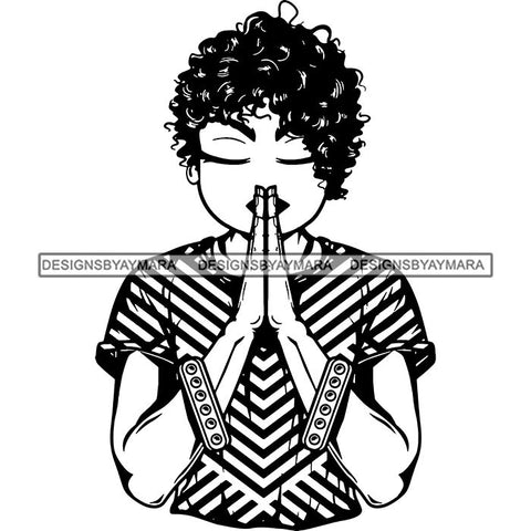 Afro Lola Praying God Lord Prayers In God We Trust .SVG Clipart Cutting Files For Silhouette and Cricut and More!