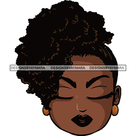 Afro Lola Cute Closed Up Face Eyes Close Meditation .SVG Clipart Vector Cutting Files