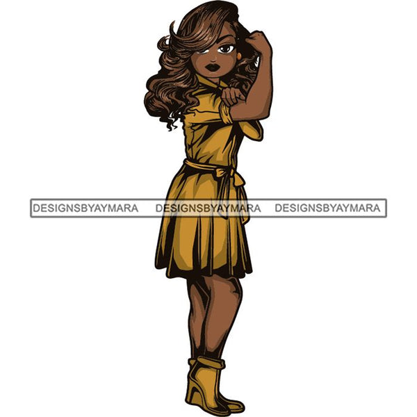 Afro Strong Lola Flexing We Can Do It Woman Power .SVG Cutting Files For Silhouette Cricut and More!