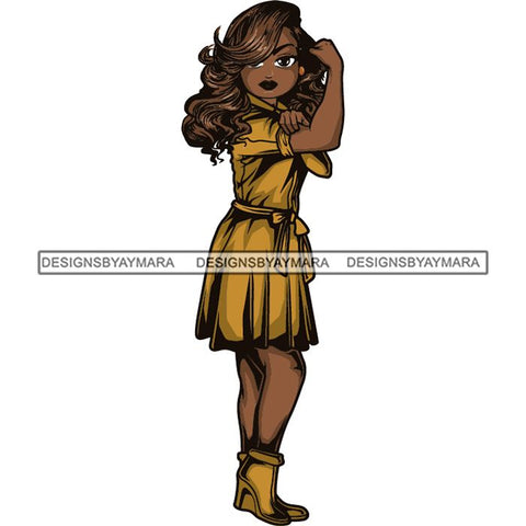 Afro Strong Lola Flexing We Can Do It Woman Power .SVG Cutting Files For Silhouette Cricut and More!