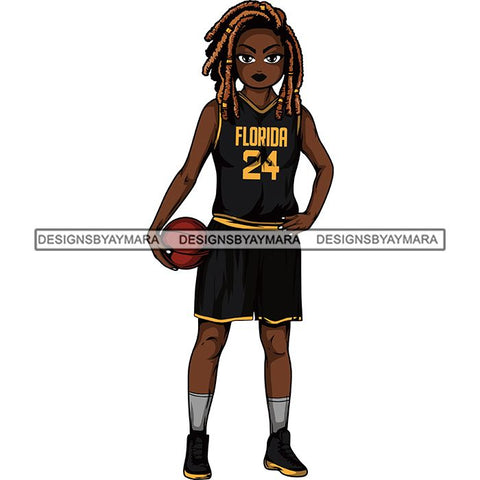 Afro Lola Basketball Player Sport Woman SVG Clipart Vector Cutting Cut Files