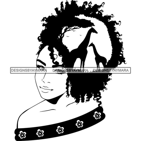 African American Woman Goddess Safari Savanna Africa Continent SVG Files For Cutting and More!