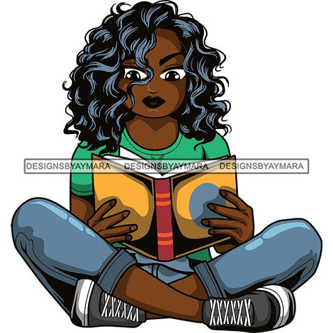 Afro Lola Reading Education Smart Woman .SVG Cutting Files For Silhouette Cricut and More!