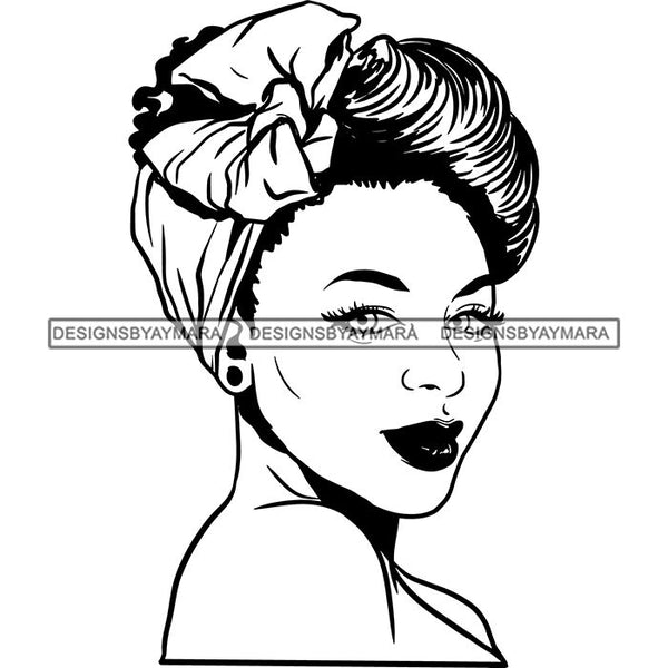 Afro Nubian Melanin Popping Kinky Hair Turban Beautiful African American Woman SVG Cutting Files